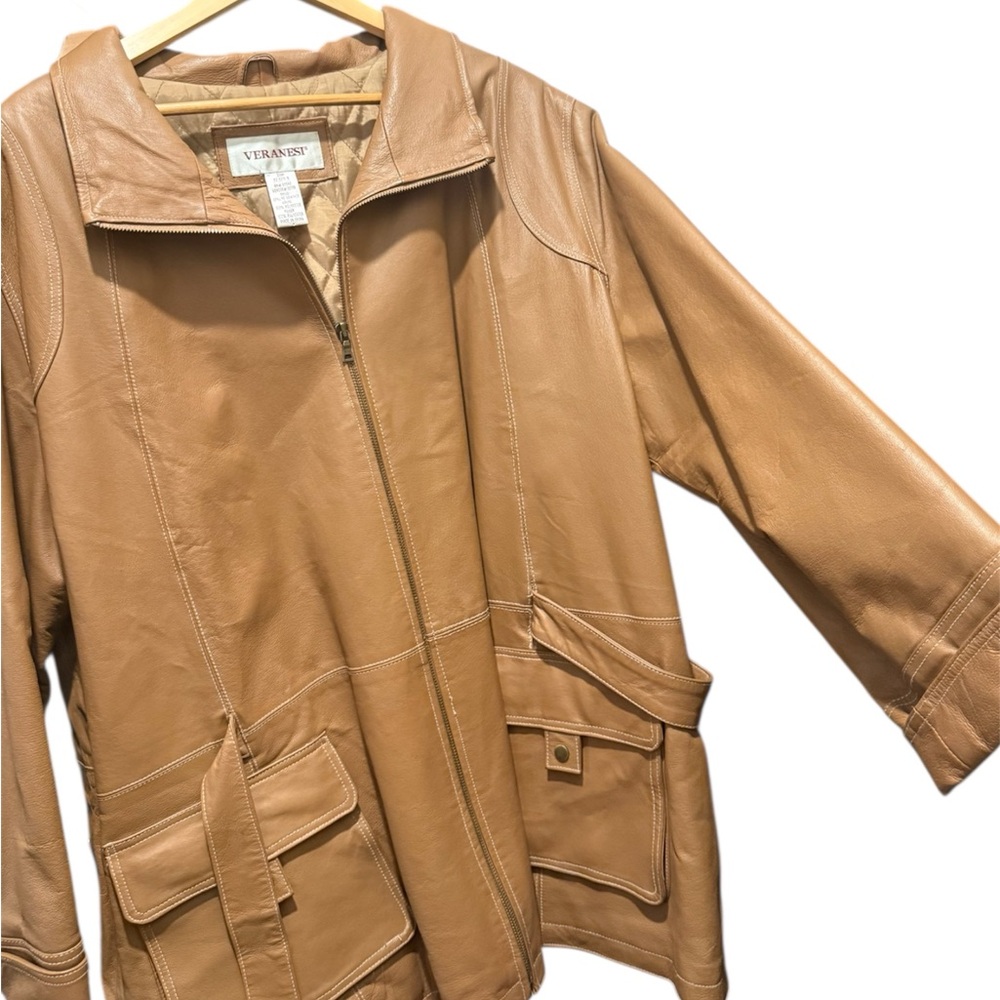 Veranesi Women's Tan Leather Jacket
